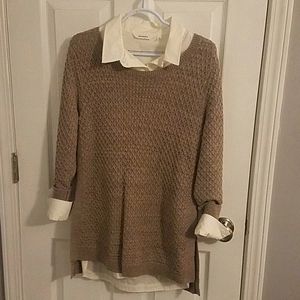 Athleta Grey Sweater with White Collared Shirt